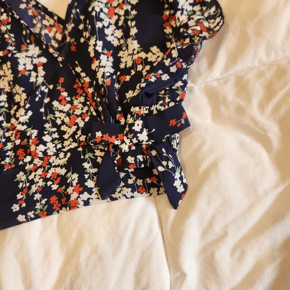 Floral Two Piece Set Maxi Skirt & Ruffle Crop Top Size Large Boho Cottagecore - Picture 3 of 7